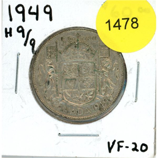 1949H Canadian Fifty Cent Coin
