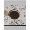 Image 2 : 1938 2 Pfenning copper bronze coin - Hamburg, swastika