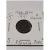 Image 1 : 1941 5 Pfenning zinc coin Vienna, swastika