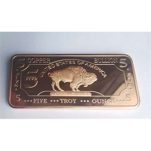 5 troy ounce copper bullion bar USA