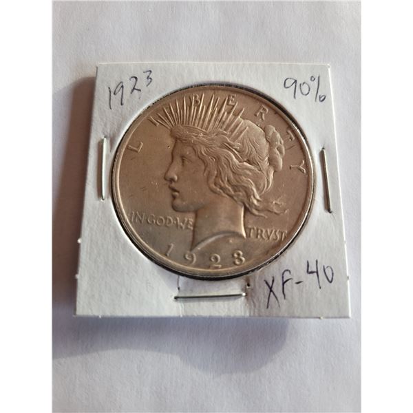 1923 Peace dollar USA 90% silver XF-40