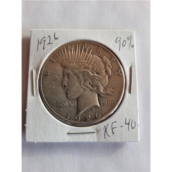 1926 Peace dollar USA 90% silver XF-40