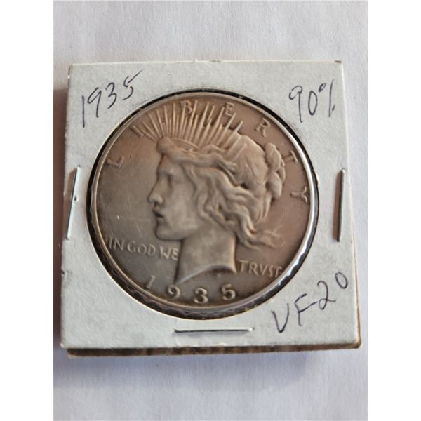 1935 Peace dollar USA 90% silver VF-20