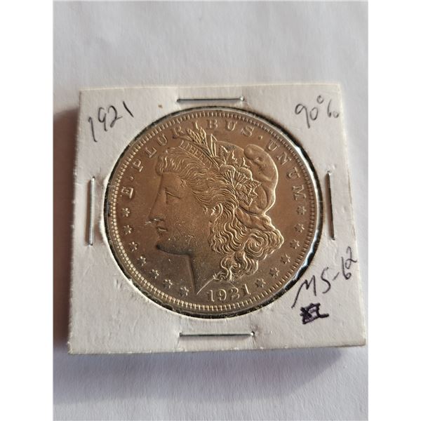 1921 Morgan dollar 90% silver USA MS-62