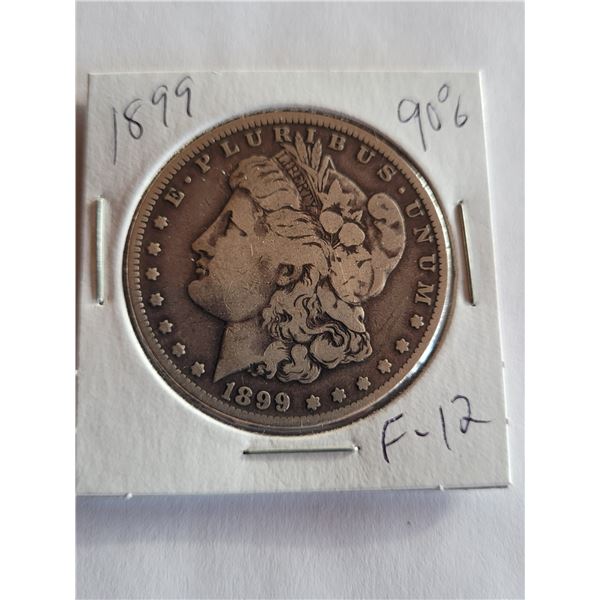 1899 Morgan dollar 90% silver USA F-12