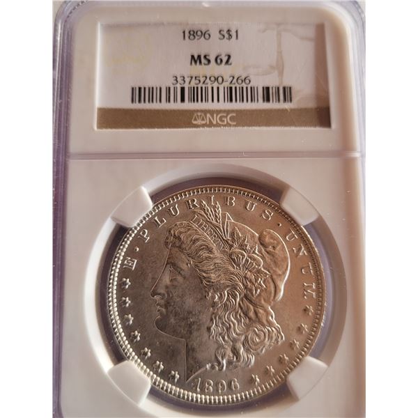 1896 NGC graded Morgan Dollar MS-62
