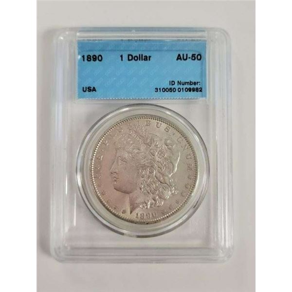 1890 CCCS graded morgan dollar AU-50