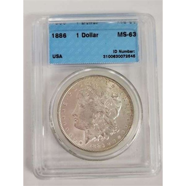 1886 CCCS graded Morgan Dollar MS-63