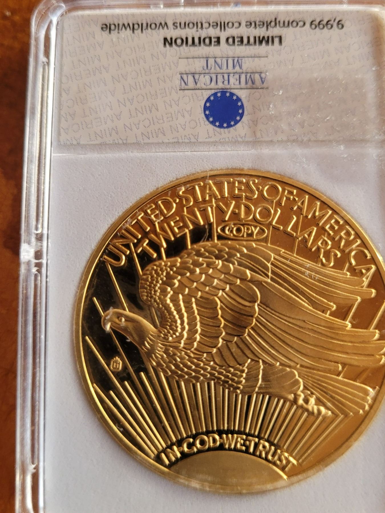 1933 Gold double eagle replica 24K gold wt 32 grams Historical gold