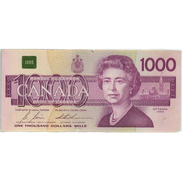 1988 Canada $1000.00 ONE THOUSAND dollar bill - bird bill series
