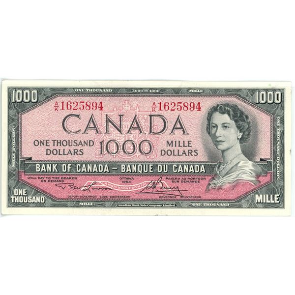 1954 Canada $1000.00 ONE THOUSAND dollar bill - First of SEVEN in sequence A/K 1625894