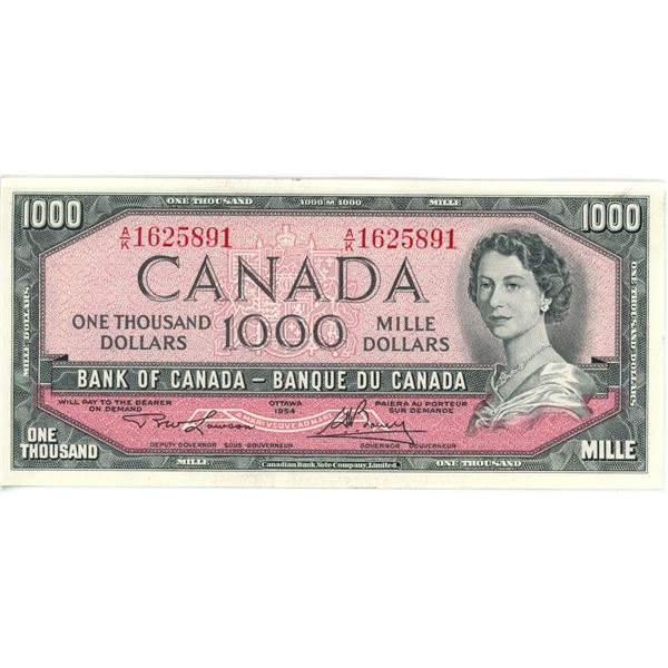 1954 Canada $1000.00 ONE THOUSAND dollar bill - 4 of 7 in sequence A/K 1625891