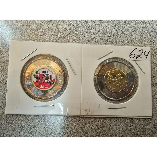 2022 Canadian $2.00 toonies - Summit hockey series 50th anniversary colorized and non colorized