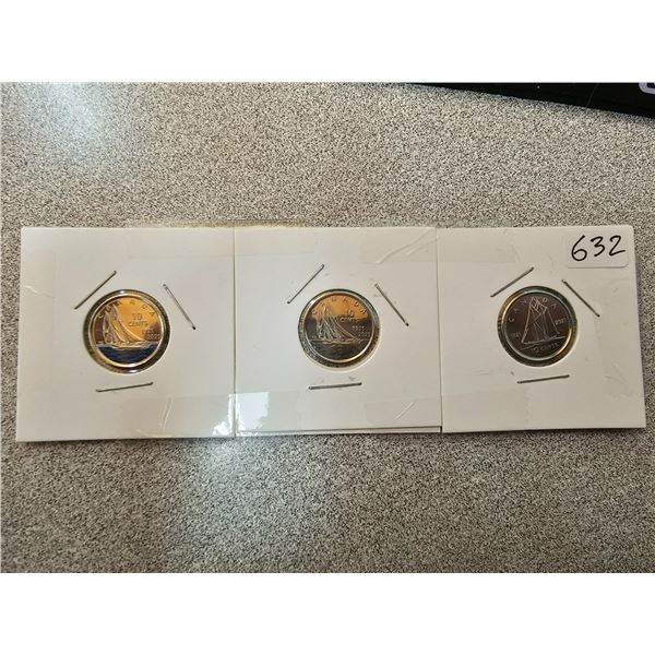 Lot of three Canadian 10¢ - Bluenose schooner anniverary
