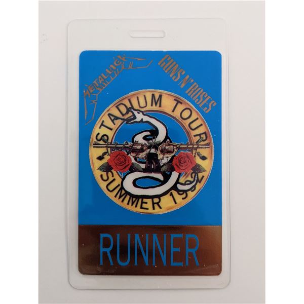 Metallica authentic 1992 Laminated Backstage Pass Stadium Tour Guns N Roses