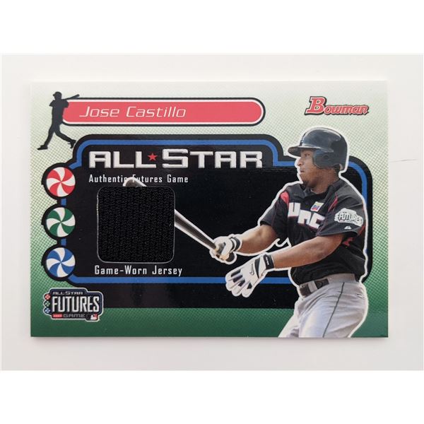 Jose Castillo Baseball Trading Card with 2003 Futures Game Worn Jersey Swatch - Bowman Futures # FG-