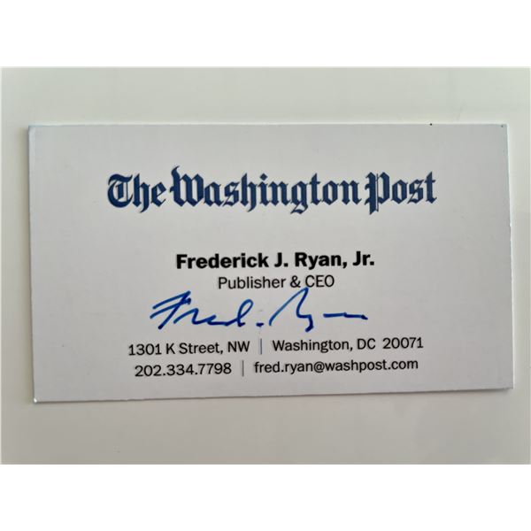 The Washington Post CEO Fred Ryan signed business card