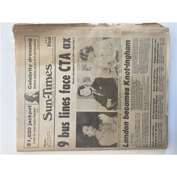 Chicago Sun-Times Original 1981 Vintage Newspaper