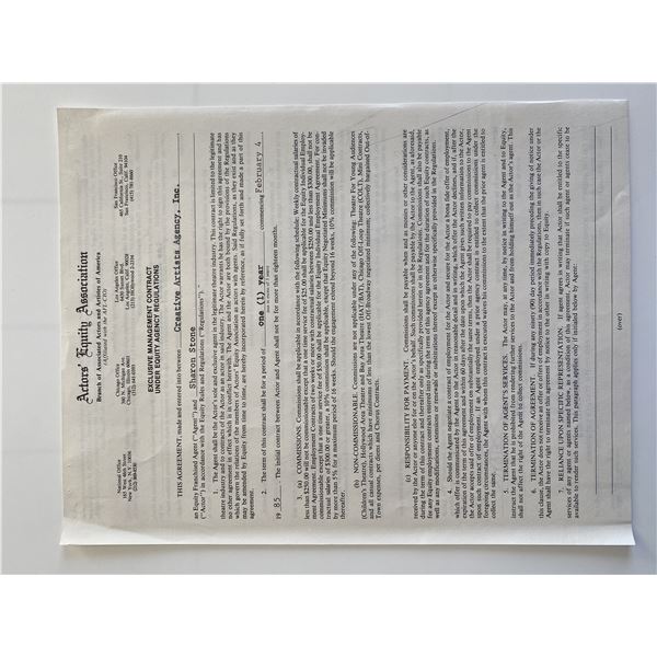 Sharon Stone signed document