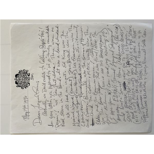 Strawberry Alarm Clock George Bunnell signed letter