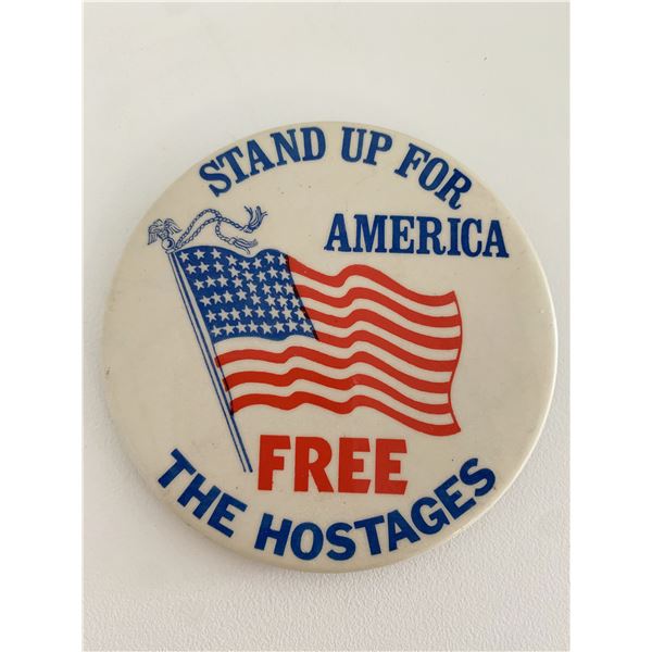 Stand up for America free the hostages vintage pin