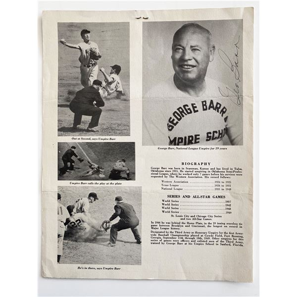 George Barr signed vintage baseball magazine page