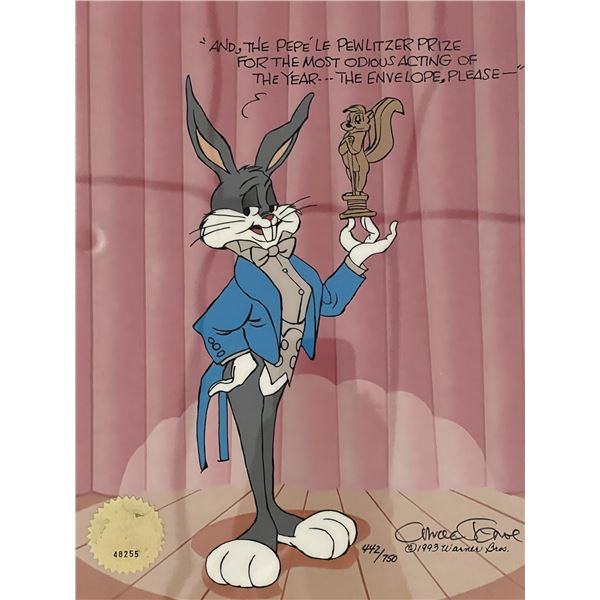 Bugs Bunny Chuck Jones signed Pulitzer Prize hand painted limited edition cel