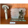 Inukshuk Glass Art Decoraton and Ceramic Girl Statue