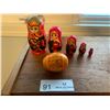 Image 1 : Set of Hand-Painted Russian Matryoshka Dolls and a Ukrainian Pysanka Easter Egg