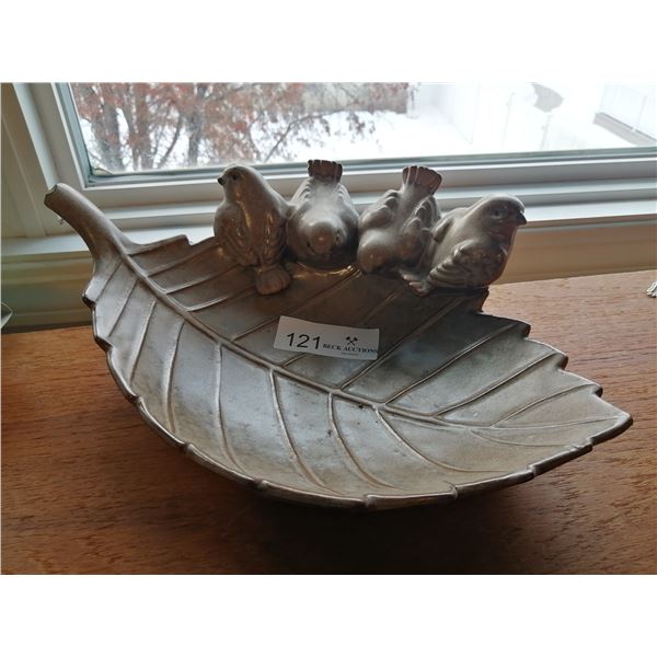 Birds on a Leaf Ceramic Figurine