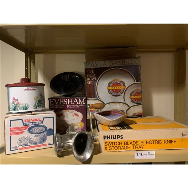Rival Little Dipper, Vintage Meat Grinder, Pasta Basilico 5-Piece Bowl Set, and More!