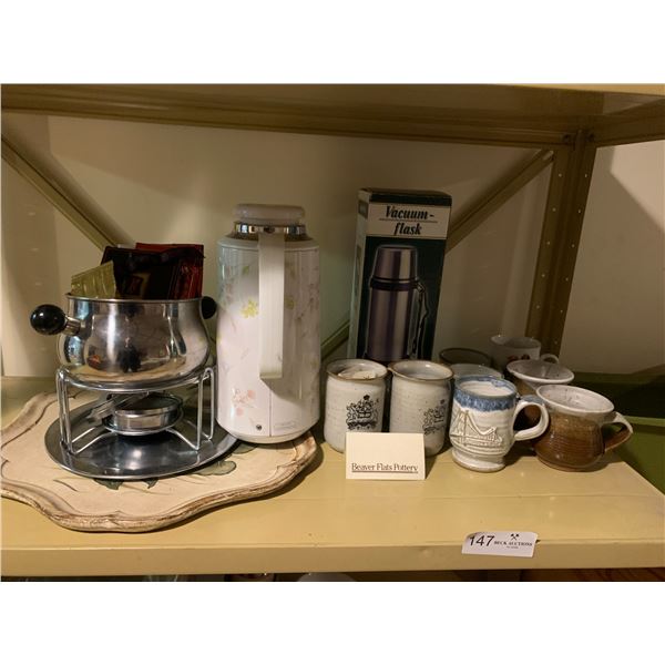 Beaver Flats Pottery Mugs, Fondue Set, Vacuum Flask, and More!