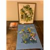 Image 1 : 2 x Stitched Artworks - Forest Scene and Flowers,il Pain and "Tall Masts" by Garcia