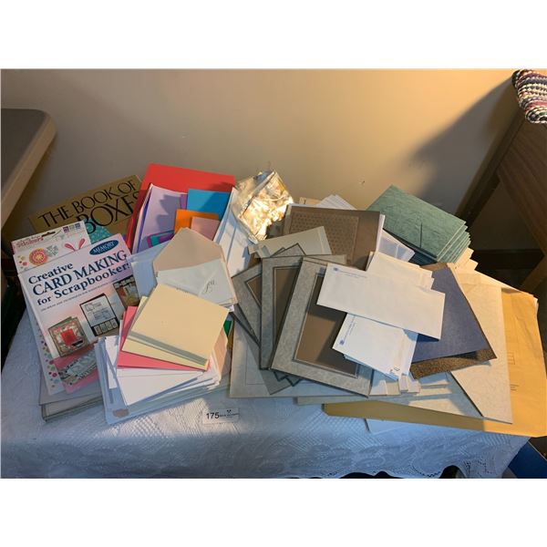 Assortment of Cards, Envelopes, and Scrapbooking Materials