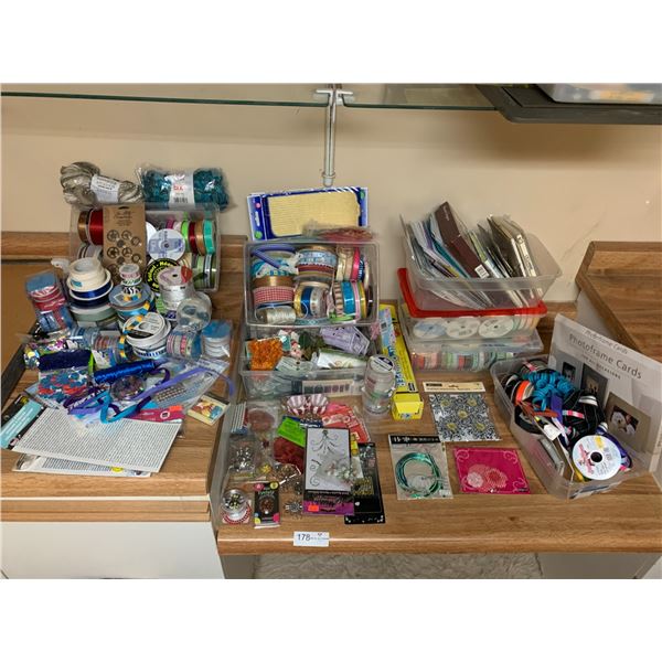 Large Assortment of Ribbons and Other Craft-Making Supplies