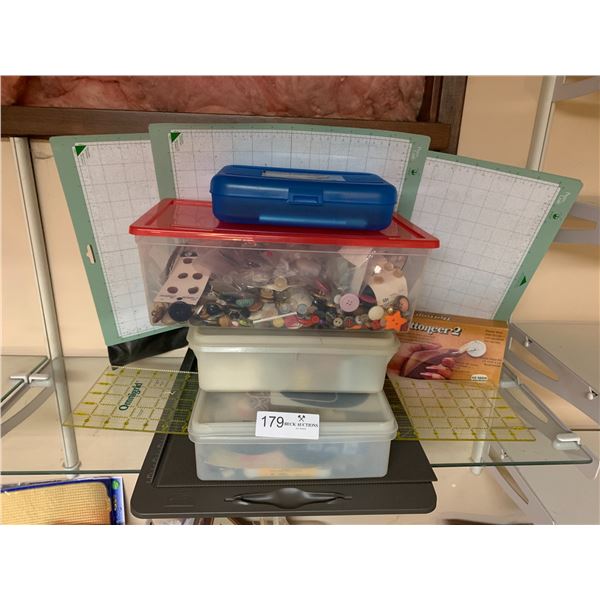 Assortment of Buttons, Thread, Buttoneer 2, and More!