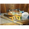 Image 1 : Assorted Tools and Hardware - Level, Saws, Yard Sticks, and More!