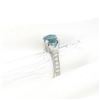 Image 8 : NEW 18k White Gold 3.91 ctw Oval Brilliant Blue Zircon Diamond Accents Ring Sz 6