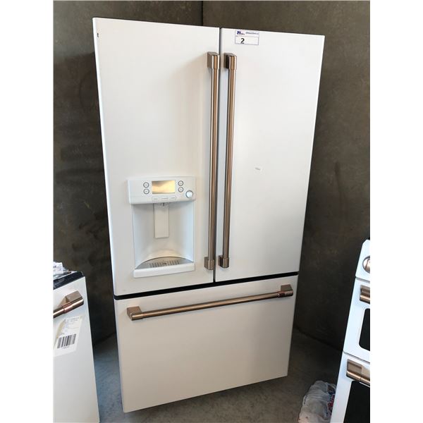 GE CAFE WHITE DUAL DOOR FRIDGE/FREEZER COMES WITH  ICE/WATER DISPENSER MODEL CYE22TP4 MKW 36" X 31"