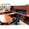 Image 2 : DARK MAPLE 100" X 66" BULLET TOP EXECUTIVE DESK WITH HUTCH