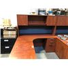 Image 2 : DARK MAPLE  66' X 66" CORNER COMPUTER DESK WITH HUTCH