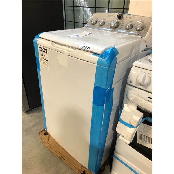 GE WHITE TOP LOADING WASHING MACHINE MODEL # GTW490BMR 27" X 27" 74" - LARGE DENT ON SIDE