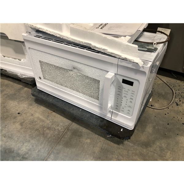 GE WHITE OVER THE RANGE MICROWAVE OVEN FOR PARTS ONLY 30  X 18  X 16 