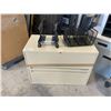 Image 2 : BEIGE 2 DRAWER LATERAL FILING CABINET, BLACK MOBILE ADJUSTABLE OFFICE CHAIR, SMALL UTILITY CABINET,