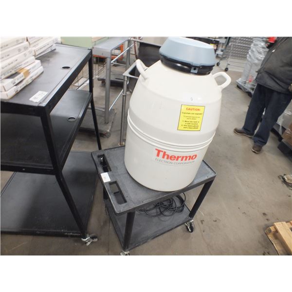 Thermo Liquid Nitrogen Storage Tank w/ Small Cart On Wheels