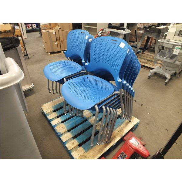12 Blue Stacking Chairs