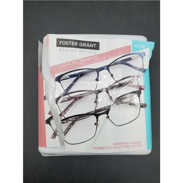 Foster Grant Fashion Magnifying Prescription Quality Glasses (1.75) 3 prs