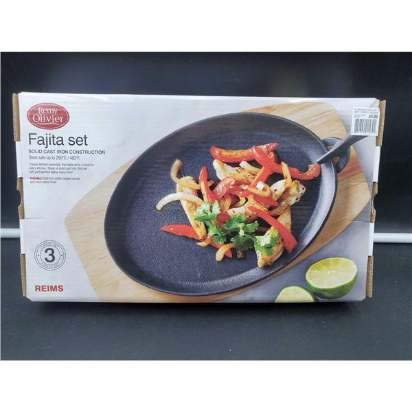 Remy Olivier Fajita Set Solid Coated Iron Construction