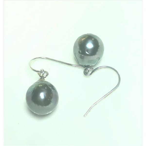$600 Silver Genuine Tahitian Pearls 10-11Mm Earrings