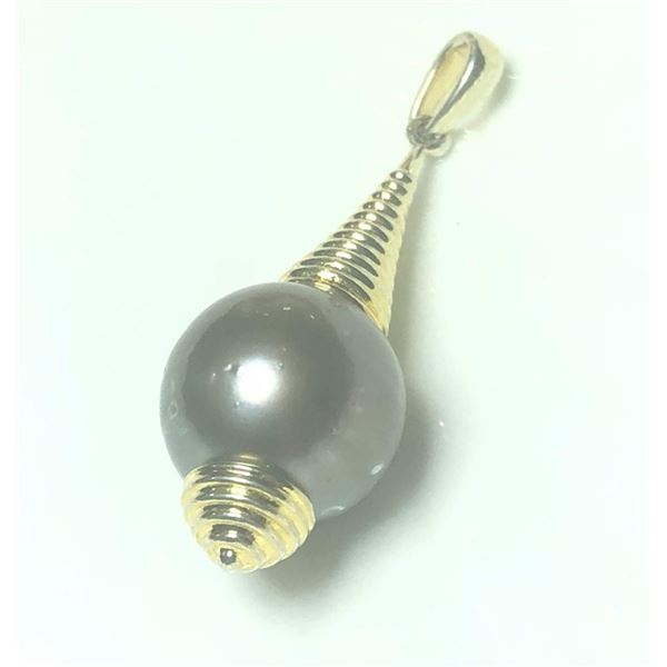 $400 Silver Genuine Tahitian Pearl 13-15Mm Pendant